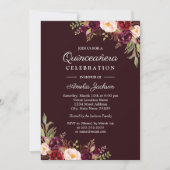 Invitation de Quinceanera de fleurs rouges de Bour (Devant)