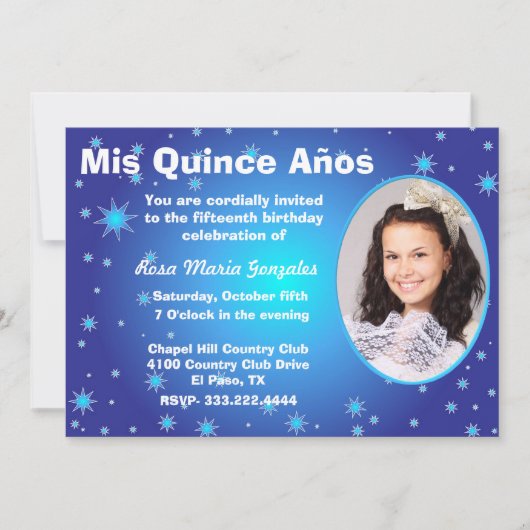 Invitation de Quinceañera de photo d'étoiles (Devant)