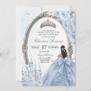 Invitation de Quinceanera de Princesse Bleu Clair