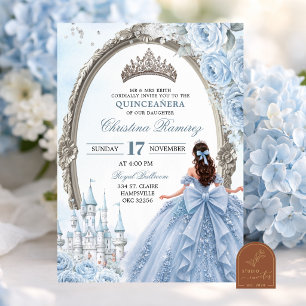 Invitation de Quinceanera de Princesse Bleu Clair