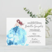 Invitation de Quinceañera de robe royale bleue sci (Debout devant)