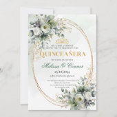 Invitation de Quinceañera de style boho avec feuil (Devant)