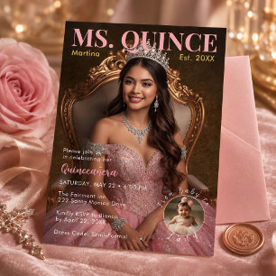 Invitation de Quinceañera de style magazine avec p