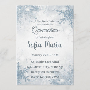 Invitation de Quinceañera d'hiver – Flocons de nei