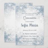 Invitation de Quinceañera d'hiver – Flocons de nei (Devant / Derrière)