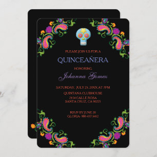 INVITATION DE QUINCEAÑERA DIA DE LOS MUERTOS