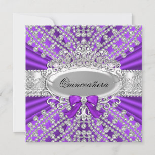 Invitation de Quinceañera Diamant Pourpre & Diadèm