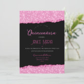 Invitation de Quinceañera Diamant Rose (Debout devant)