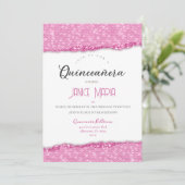 Invitation de Quinceañera Diamant Rose (Debout devant)