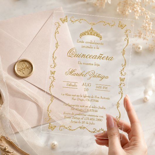 Invitation de Quinceanera en acrylique