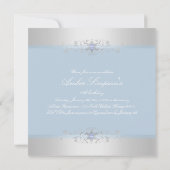 Invitation de Quinceanera en bleu et argent (Dos)