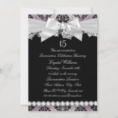 Invitation de Quinceanera en damas noir rose (Dos)