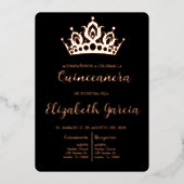 Invitation de quinceañera en or noir et rose (Recto)