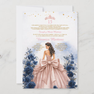 Invitation de Quinceañera en Rose Gold avec du Ble