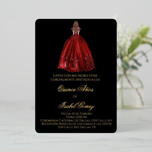 Invitation de quinceañera en silhouette noire (Debout devant)