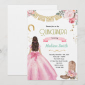Invitation de Quinceañera Far West Rose (Devant / Derrière)