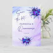 Invitation de Quinceañera Fleurs d'Orchidée Bleue  (Debout devant)