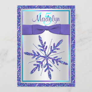 Invitation de Quinceañera Flocon de Neige Paillett