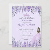Invitation de Quinceanera Floral Lavande Purple (Devant)