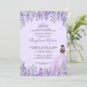 Invitation de Quinceanera Floral Lavande Purple (Debout devant)