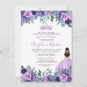 Invitation de Quinceanera Floral Purple (Devant)