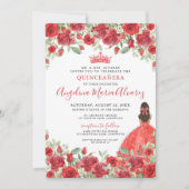 Invitation de Quinceanera Floral Rouge (Devant)