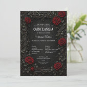 Invitation de Quinceañera Florale Gothique Rouge H (Debout devant)