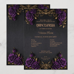 Invitation de Quinceañera Florale Halloween Gothiq