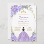 Invitation de Quinceañera Florale Lilas (Devant)