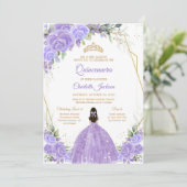 Invitation de Quinceañera Florale Lilas (Debout devant)