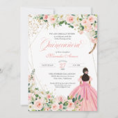 Invitation de Quinceanera florale rose et blanche (Devant)