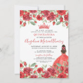 Invitation de Quinceanera Florale Roses Rouges (Devant)