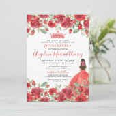 Invitation de Quinceanera Florale Roses Rouges (Debout devant)