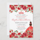 Invitation de Quinceanera Florale Roses Rouges (Devant)