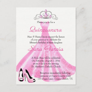 Invitation de Quinceanera Gown rose