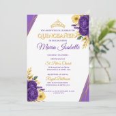 Invitation de Quinceañera Lavande & Or (Debout devant)