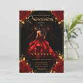 Invitation de Quinceanera lu et or (Debout devant)