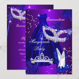 Invitation de Quinceañera masquée en robe violette