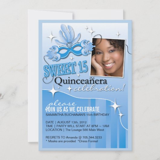 INVITATION DE QUINCEANERA MASQUERADE (Devant)
