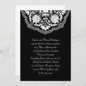 Invitation de Quinceanera, Motif latin blanc et no (Devant / Derrière)