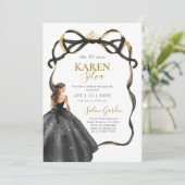 Invitation de Quinceañera noire et or (Debout devant)