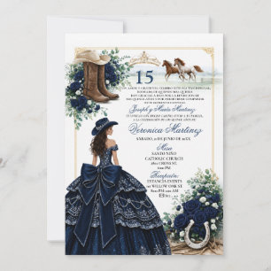 Invitation de Quinceañera occidentale espagnole bl