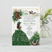 Invitation de Quinceañera occidentale vert émeraud (Debout devant)
