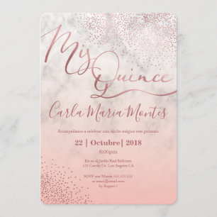 Invitation de Quinceanera Or rose Faux, coing