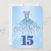 Invitation de Quinceañera Paillettes Bleues (Dos)