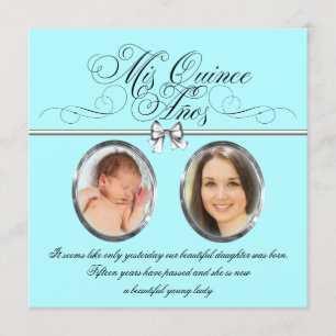 Invitation de Quinceanera Photo Bleu Turquoise Ass