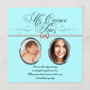 Invitation de Quinceanera Photo Bleu Turquoise Ass