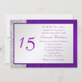 Invitation de Quinceanera, photo mauve et argent (Dos)