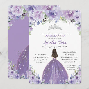 Invitation de Quinceanera Princess Fleur de Lilas