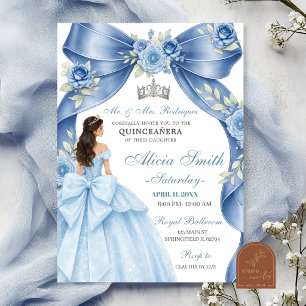 Invitation de Quinceañera Princesse Coquette Bleu